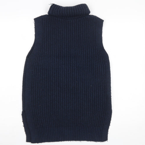 Marks and Spencer Womens Blue Roll Neck Sleeveless Knit Jumper Vest XS