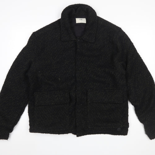 Folk Men Black L Basic Jacket Polyester Casual Mid-Length
