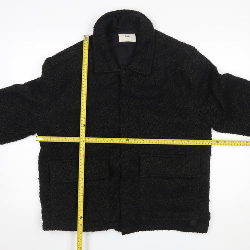 Folk Men Black L Basic Jacket Polyester Casual Mid-Length