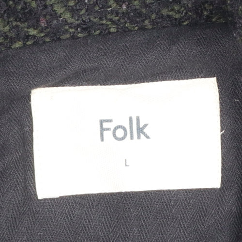 Folk Men Black L Basic Jacket Polyester Casual Mid-Length