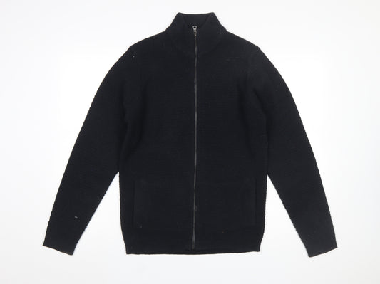 Marks and Spencer Men's Black Full Zip Acrylic Jumper Size S