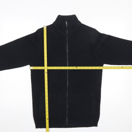 Marks and Spencer Men's Black Full Zip Acrylic Jumper Size S