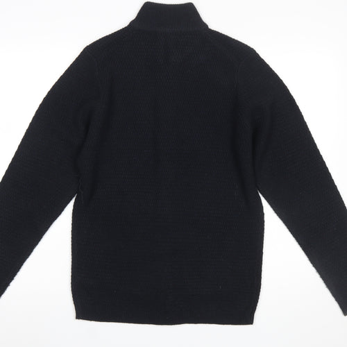 Marks and Spencer Men's Black Full Zip Acrylic Jumper Size S