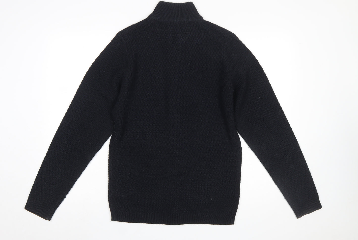 Marks and Spencer Men's Black Full Zip Acrylic Jumper Size S