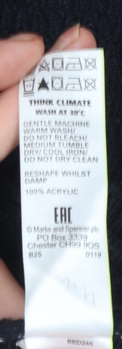 Marks and Spencer Men's Black Full Zip Acrylic Jumper Size S