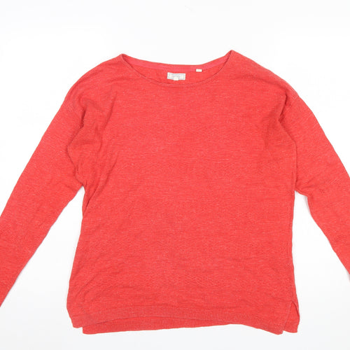 Fat Face Women Red Cotton Crew Neck Long Sleeve Pullover Jumper Size 8