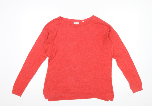Fat Face Women Red Cotton Crew Neck Long Sleeve Pullover Jumper Size 8