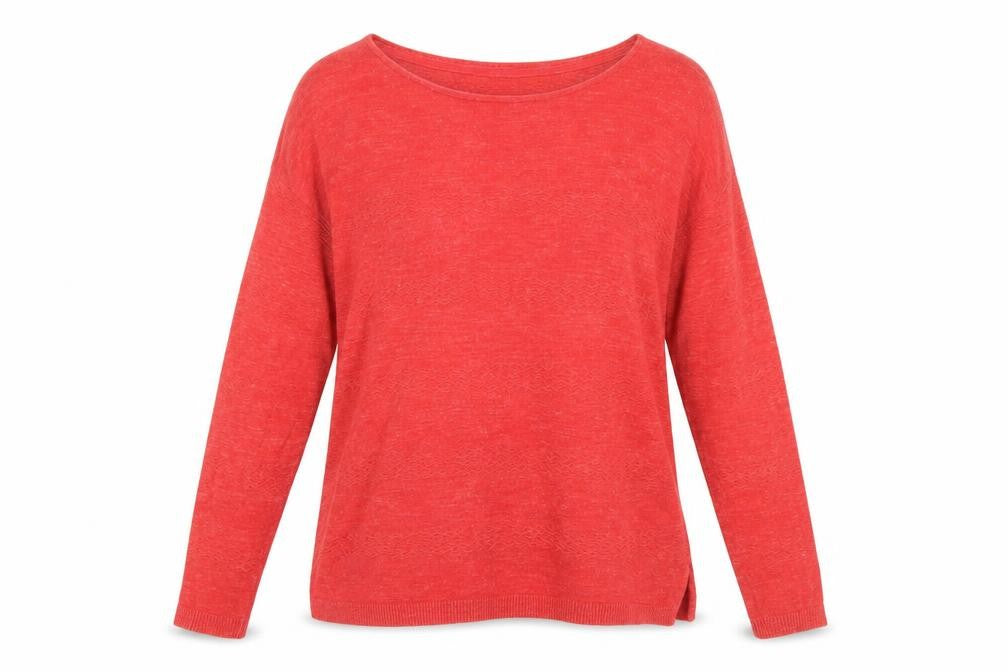 Front view of FatFace Women Red Cotton Crew Neck Long Sleeve jumper, size 8