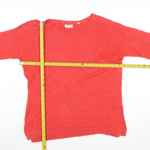 Fat Face Women Red Cotton Crew Neck Long Sleeve Pullover Jumper Size 8