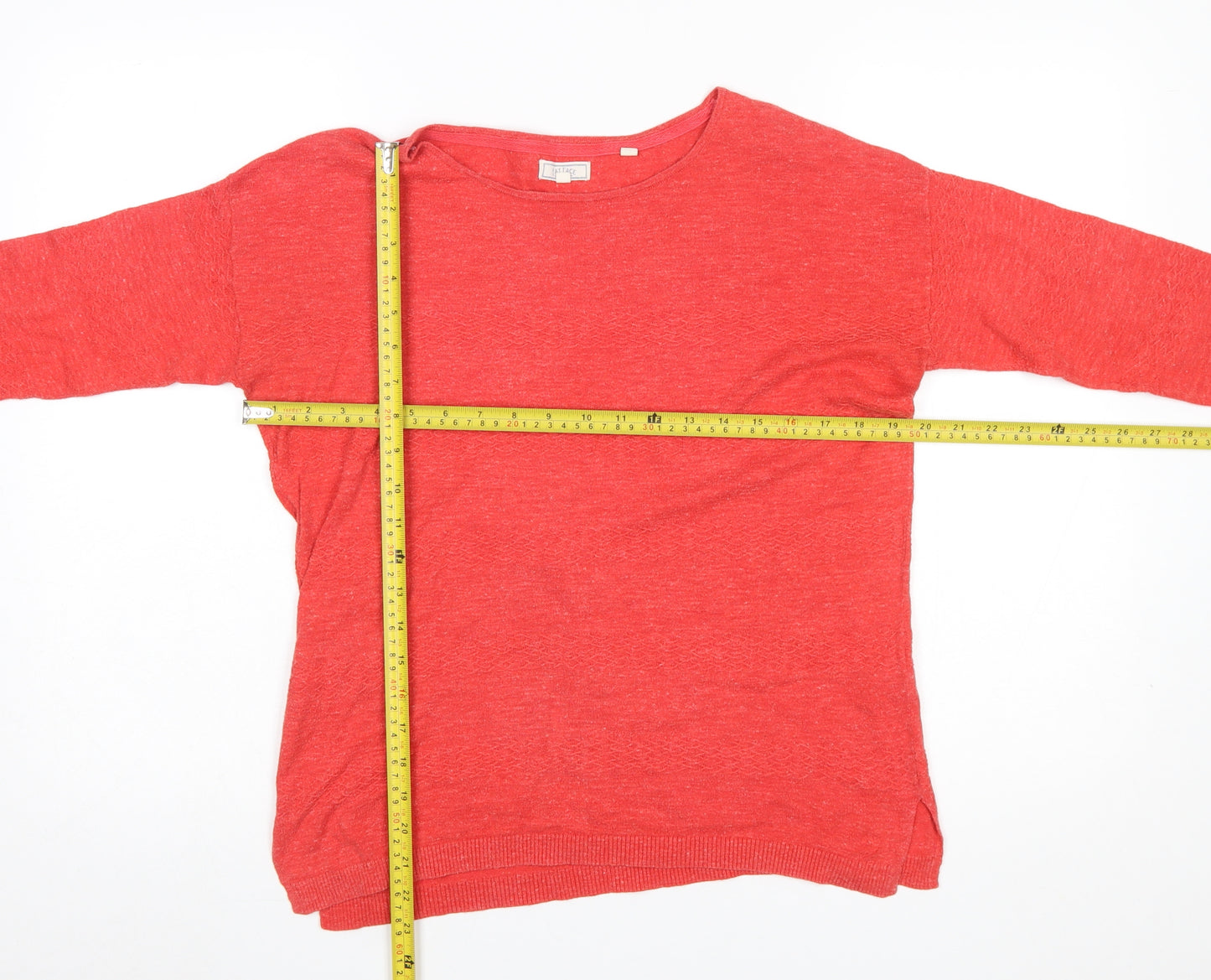 Fat Face Women Red Cotton Crew Neck Long Sleeve Pullover Jumper Size 8