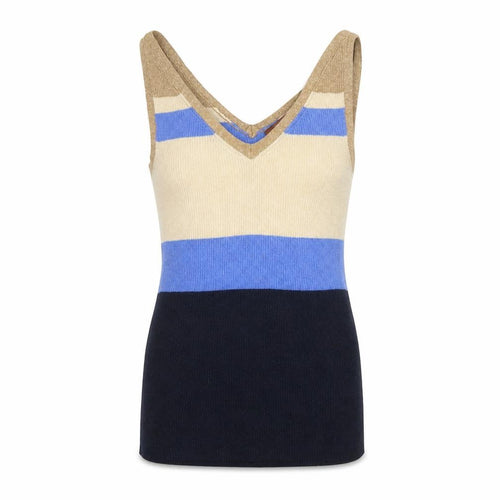Next Women’s Beige Blue Striped Knit Tank Top Size 6