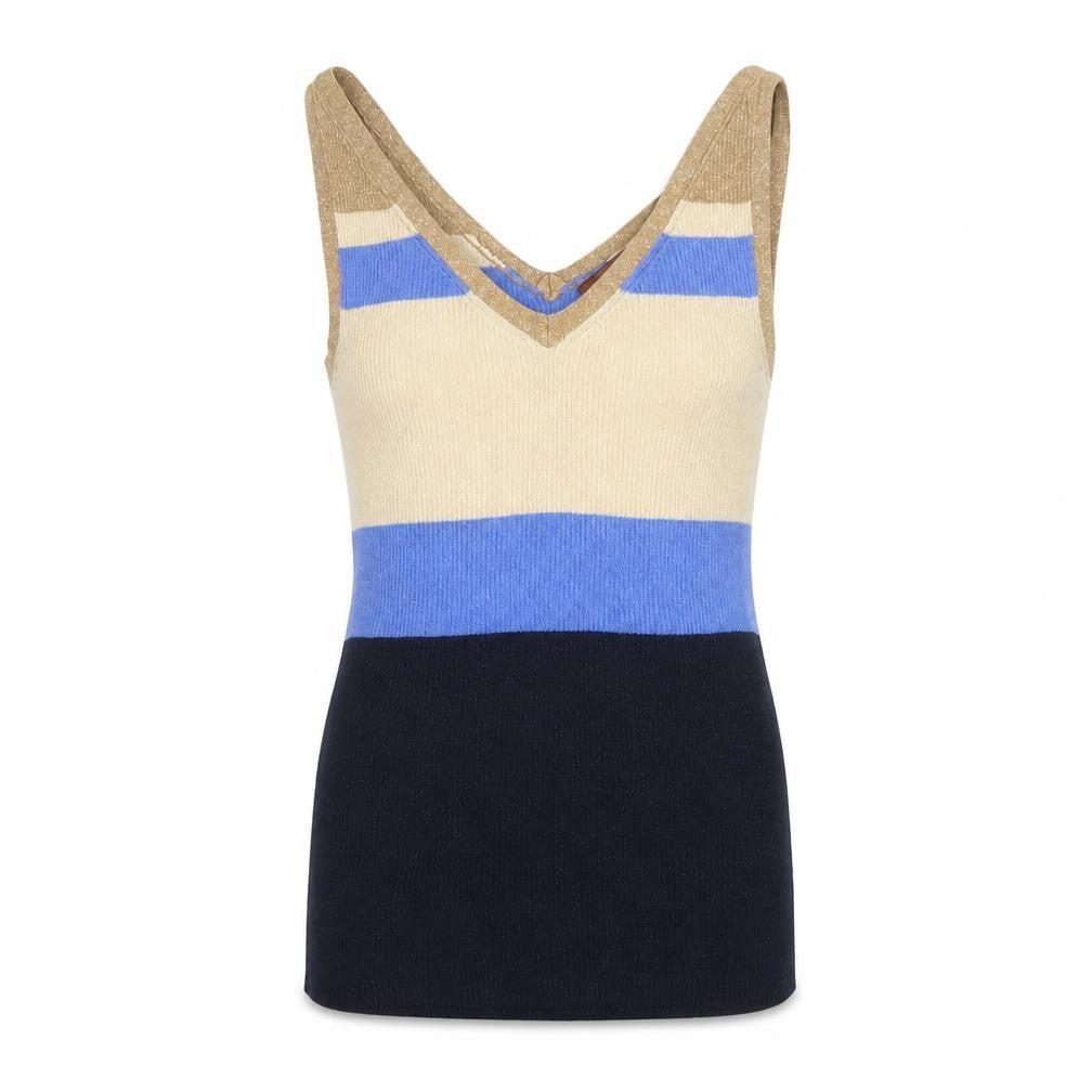 Next Women’s Beige Blue Striped Knit Tank Top Size 6