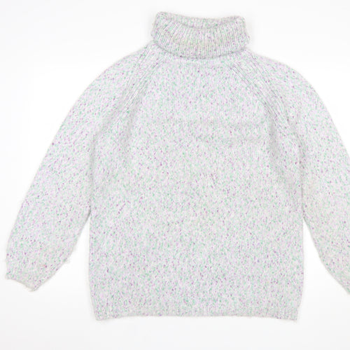 Marks and Spencer Women’s Grey Mix Roll Neck Chunky-Knit Jumper Medium