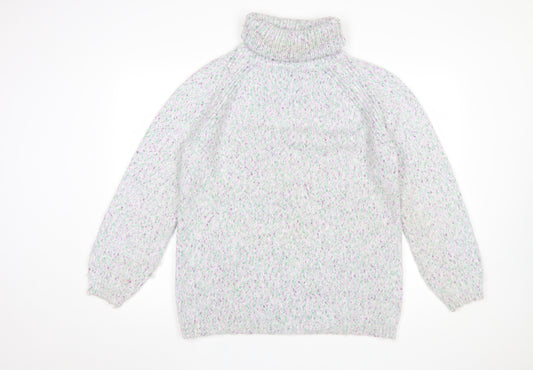 Marks and Spencer Women’s Grey Mix Roll Neck Chunky-Knit Jumper Medium