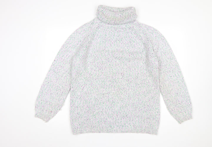 Marks and Spencer Women’s Grey Mix Roll Neck Chunky-Knit Jumper Medium