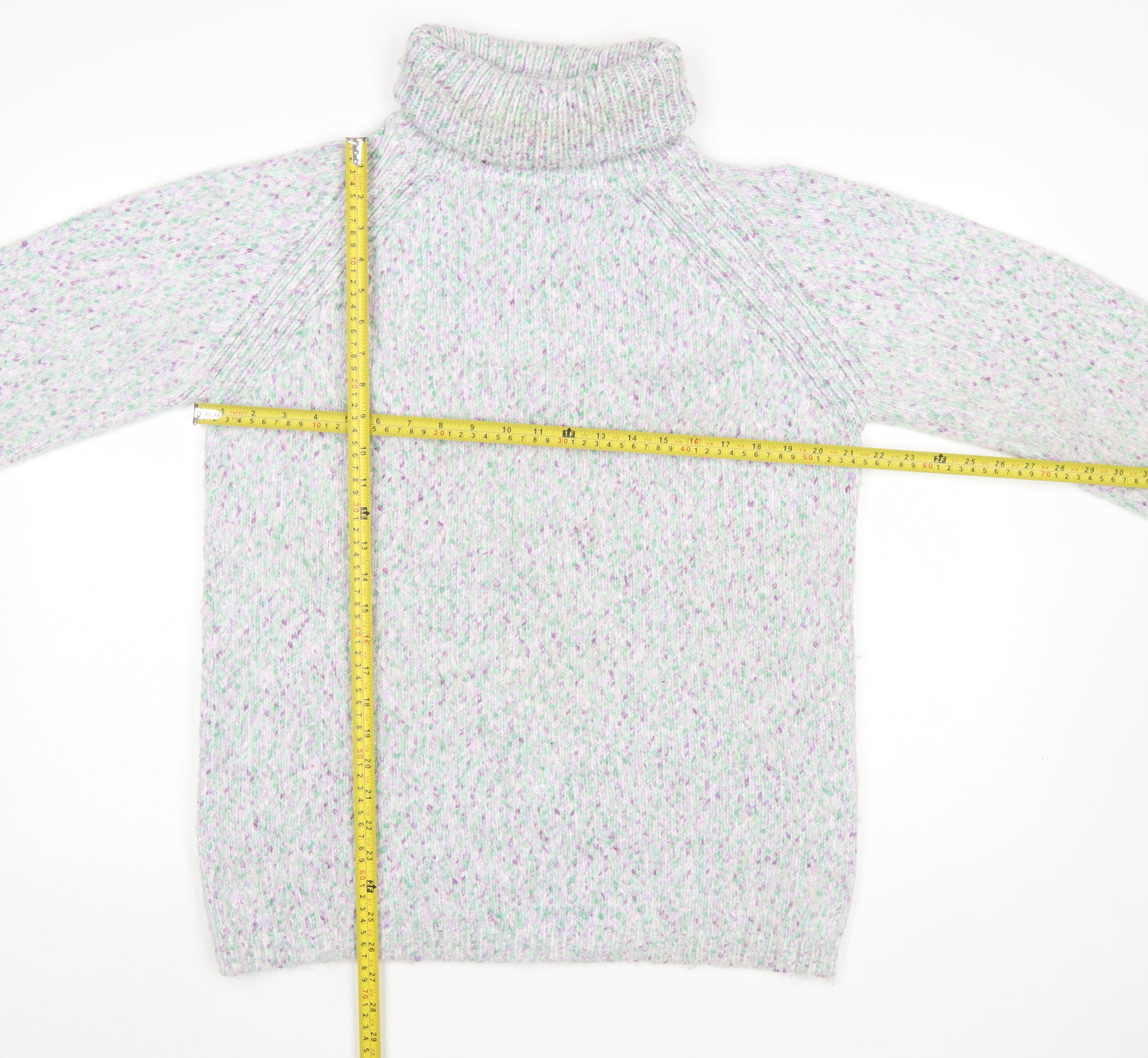 Marks and Spencer Women’s Grey Mix Roll Neck Chunky-Knit Jumper Medium