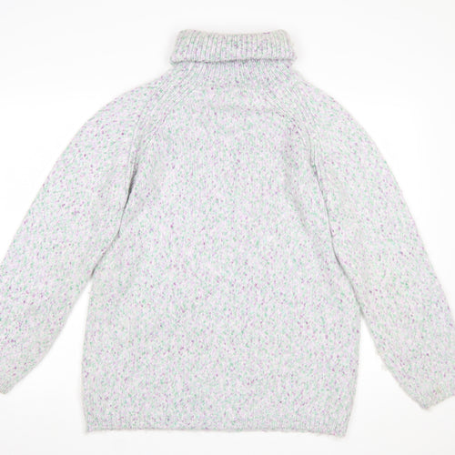 Marks and Spencer Women’s Grey Mix Roll Neck Chunky-Knit Jumper Medium