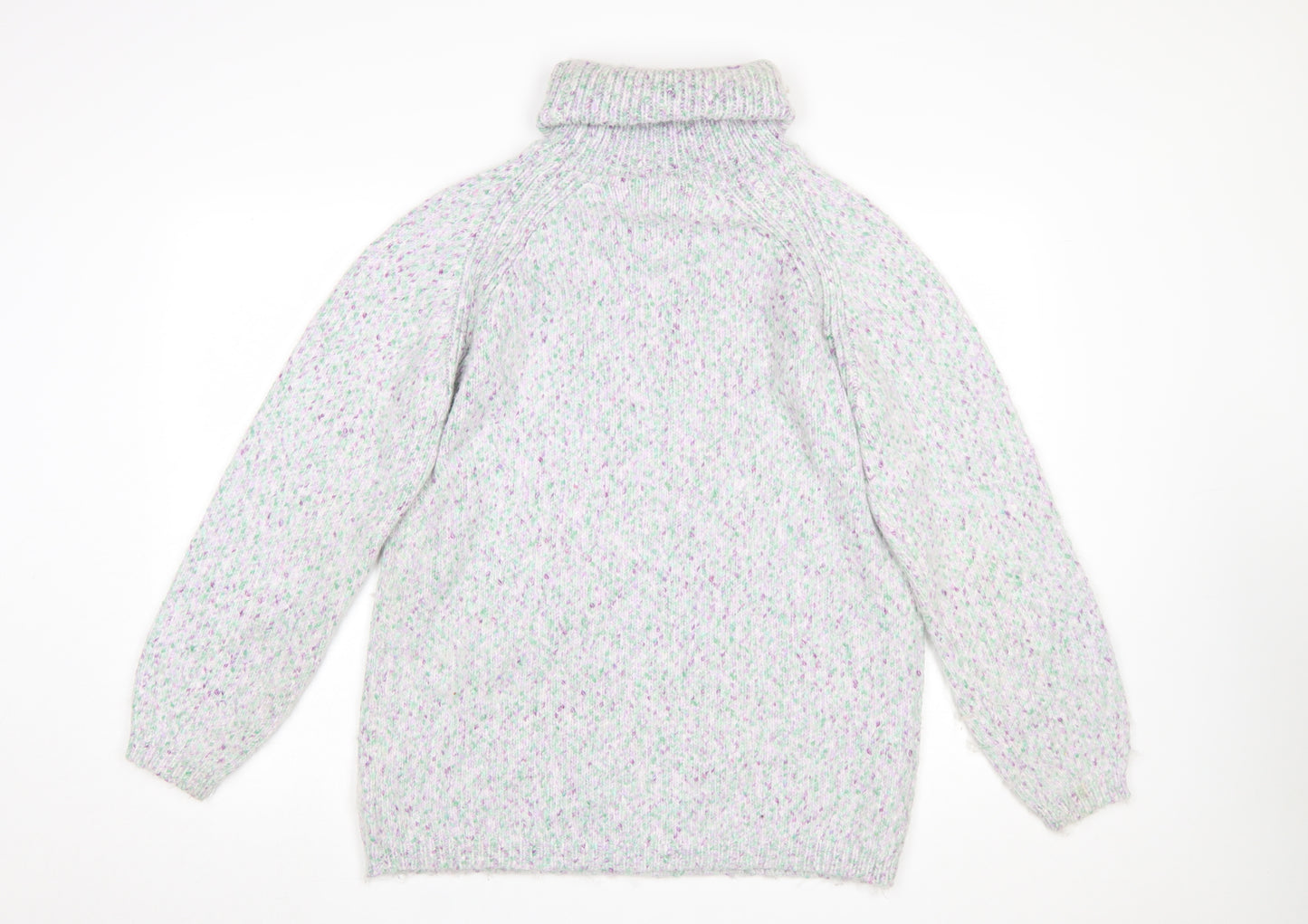 Marks and Spencer Women’s Grey Mix Roll Neck Chunky-Knit Jumper Medium