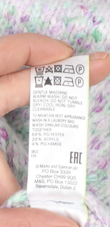 Marks and Spencer Women’s Grey Mix Roll Neck Chunky-Knit Jumper Medium