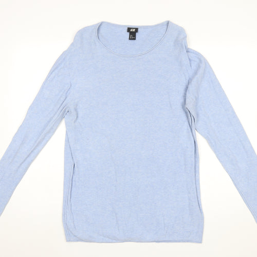 H&M Womens Blue Cotton Long Sleeve Jumper Size 14 Regular Fit