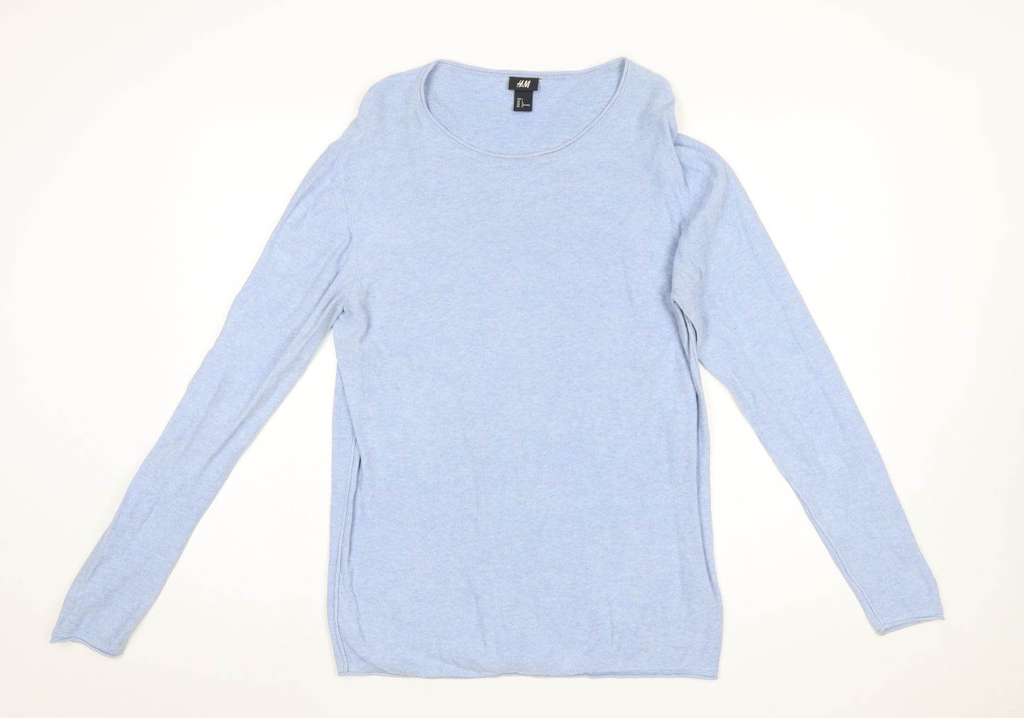 H&M Womens Blue Cotton Long Sleeve Jumper Size 14 Regular Fit
