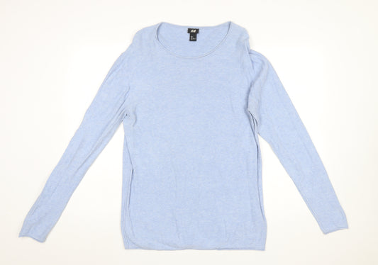 H&M Womens Blue Cotton Long Sleeve Jumper Size 14 Regular Fit