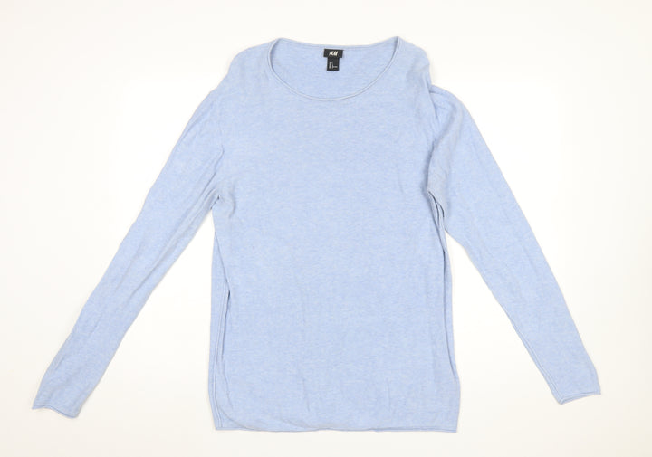 H&M Womens Blue Cotton Long Sleeve Jumper Size 14 Regular Fit