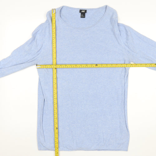 H&M Womens Blue Cotton Long Sleeve Jumper Size 14 Regular Fit