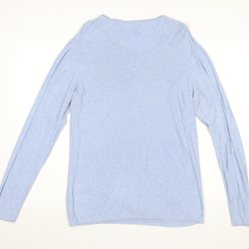 H&M Womens Blue Cotton Long Sleeve Jumper Size 14 Regular Fit
