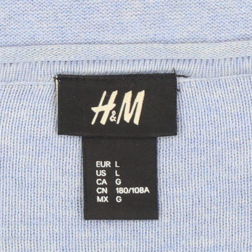 H&M Womens Blue Cotton Long Sleeve Jumper Size 14 Regular Fit