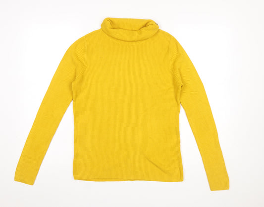 Tu Women’s Yellow Roll Neck Rib Knit Jumper Size 10