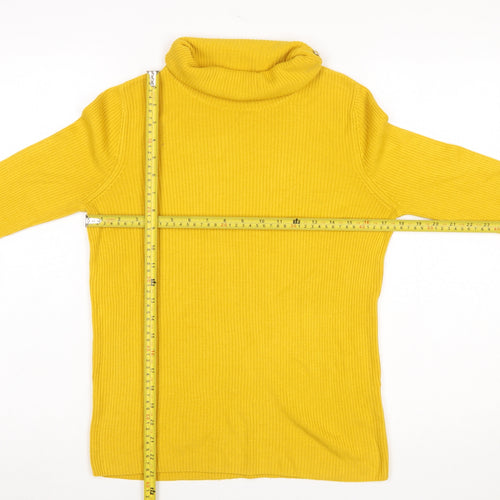 Tu Women’s Yellow Roll Neck Rib Knit Jumper Size 10