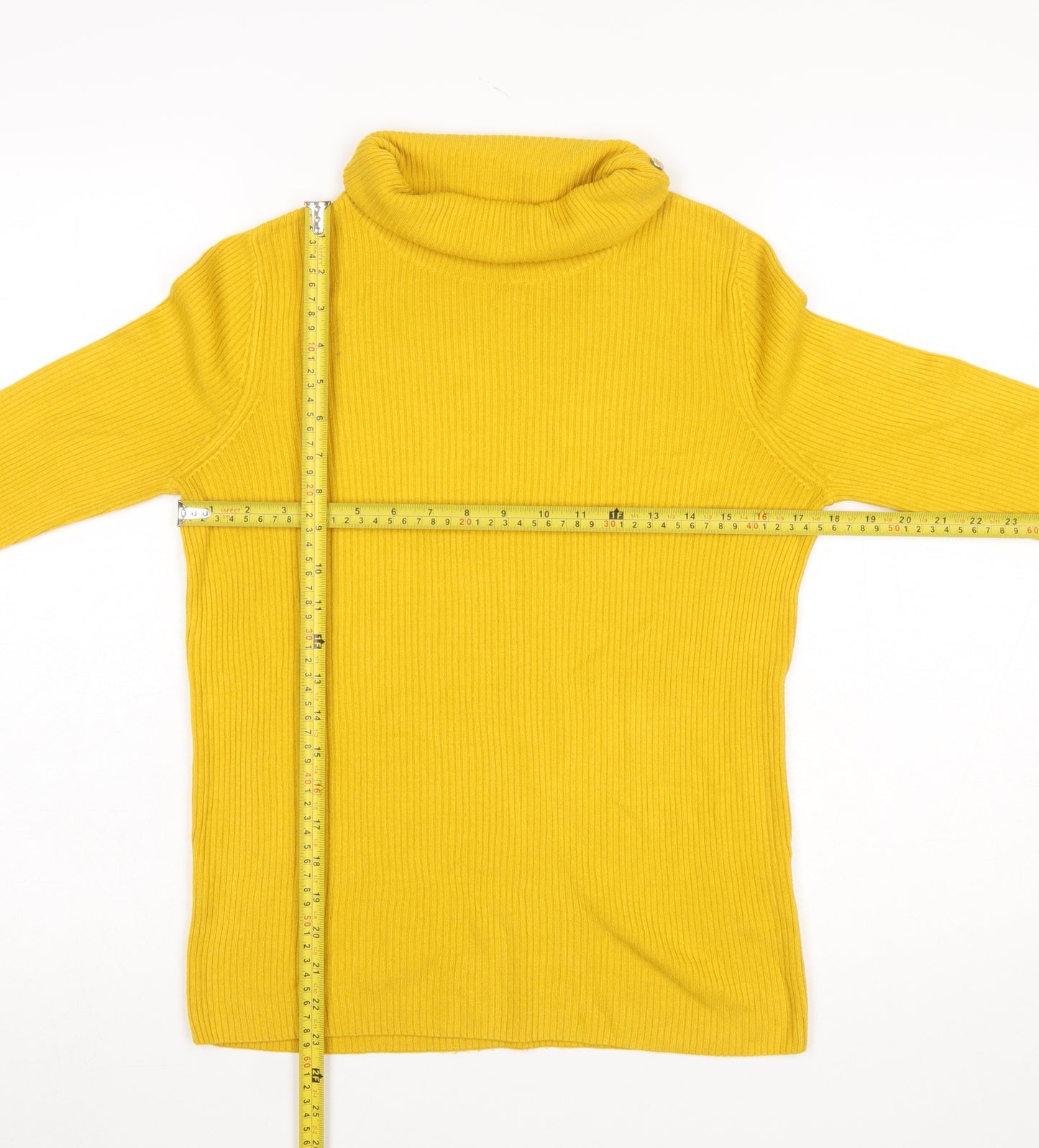 Tu Women’s Yellow Roll Neck Rib Knit Jumper Size 10