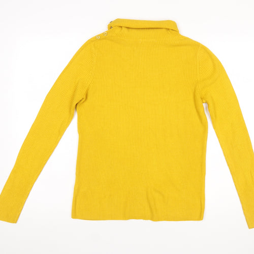Tu Women’s Yellow Roll Neck Rib Knit Jumper Size 10