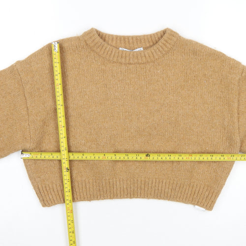 ZARA Women Beige Wool Blend Balloon Sleeve Knit Jumper L