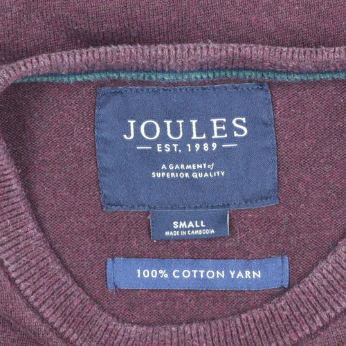 Joules Men's Purple Cotton Crew Neck Pullover Jumper Size S
