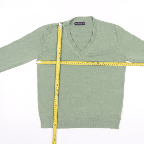Marks and Spencer Women’s Green V-Neck Long Sleeve Acrylic Jumper Size S