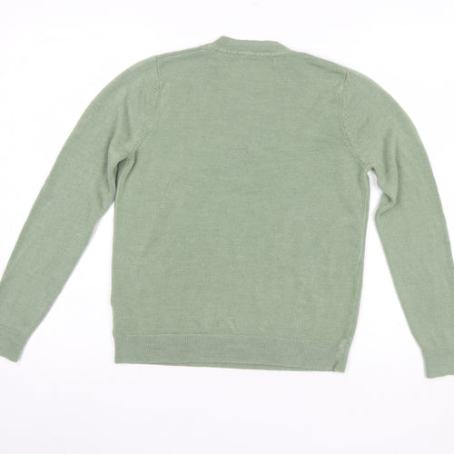 Marks and Spencer Women’s Green V-Neck Long Sleeve Acrylic Jumper Size S