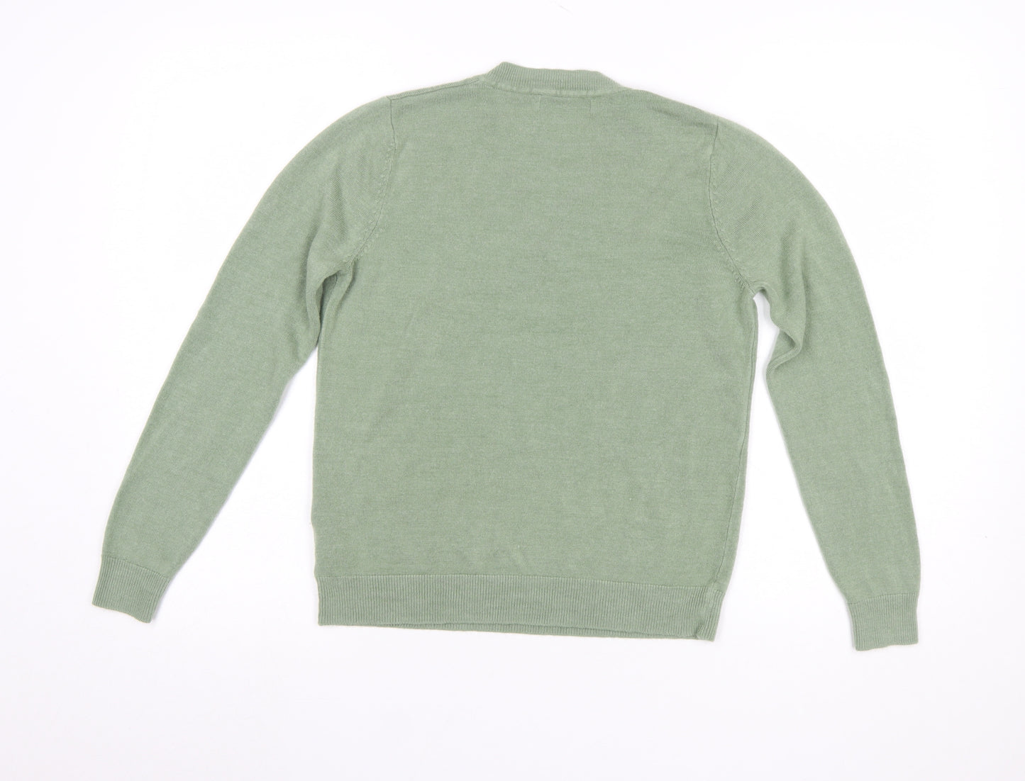 Marks and Spencer Women’s Green V-Neck Long Sleeve Acrylic Jumper Size S