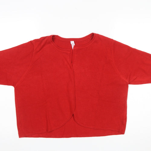 Marisota Women Red Short Sleeve Knit Cardigan Size 16/18