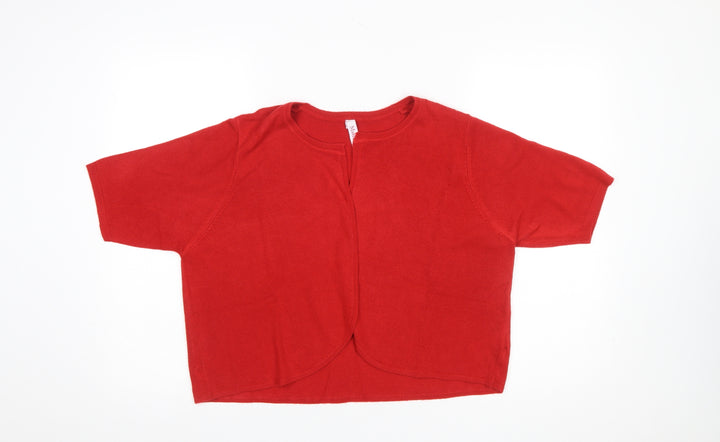 Marisota Women Red Short Sleeve Knit Cardigan Size 16/18