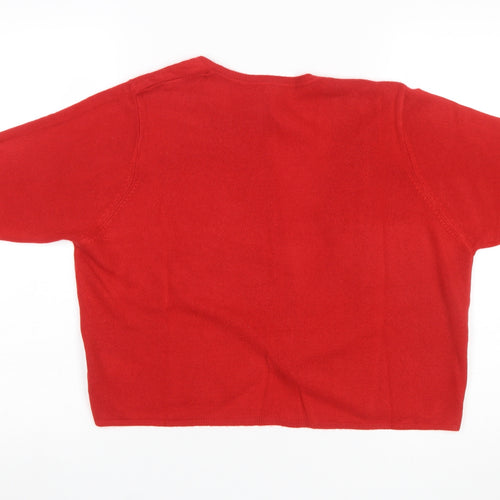 Marisota Women Red Short Sleeve Knit Cardigan Size 16/18