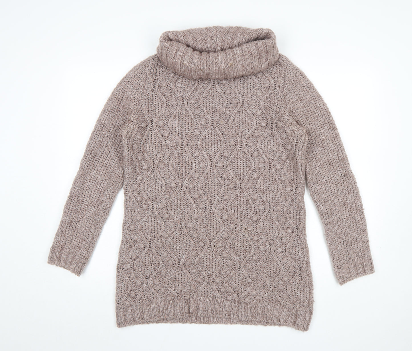 Marks and Spencer Womens Pink Roll Neck Chunky Knit Jumper UK 12