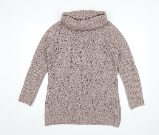 Marks and Spencer Womens Pink Roll Neck Chunky Knit Jumper UK 12