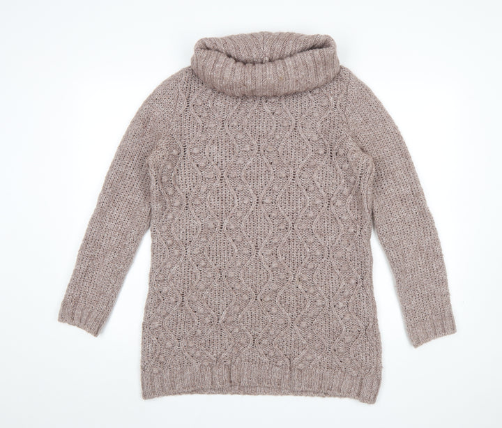 Marks and Spencer Womens Pink Roll Neck Chunky Knit Jumper UK 12