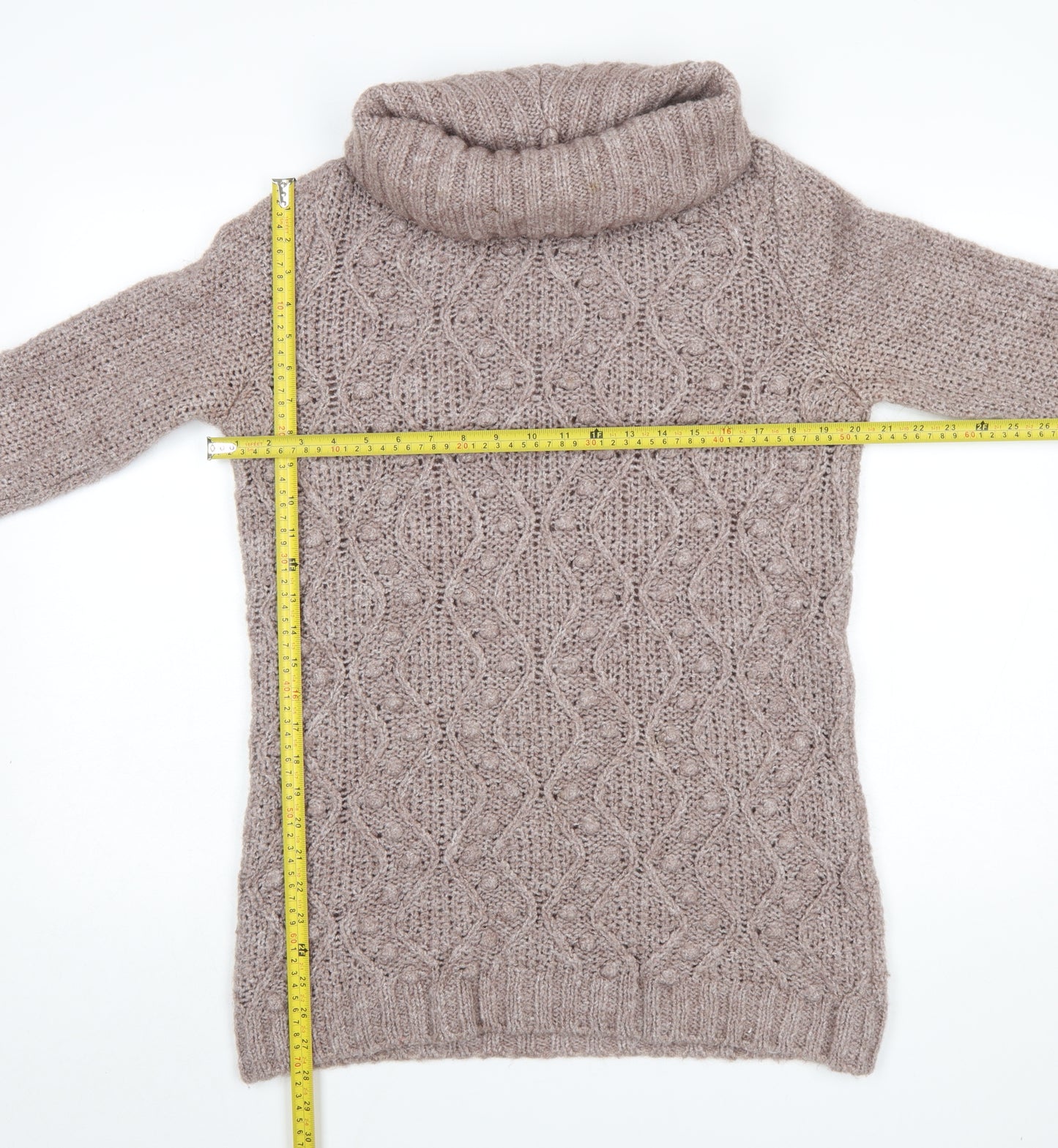 Marks and Spencer Womens Pink Roll Neck Chunky Knit Jumper UK 12