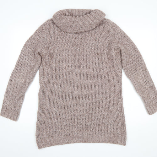 Marks and Spencer Womens Pink Roll Neck Chunky Knit Jumper UK 12