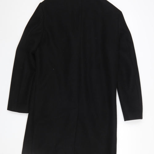 Zara Men's Black Long Overcoat Size S Classic Formal Wool Look
