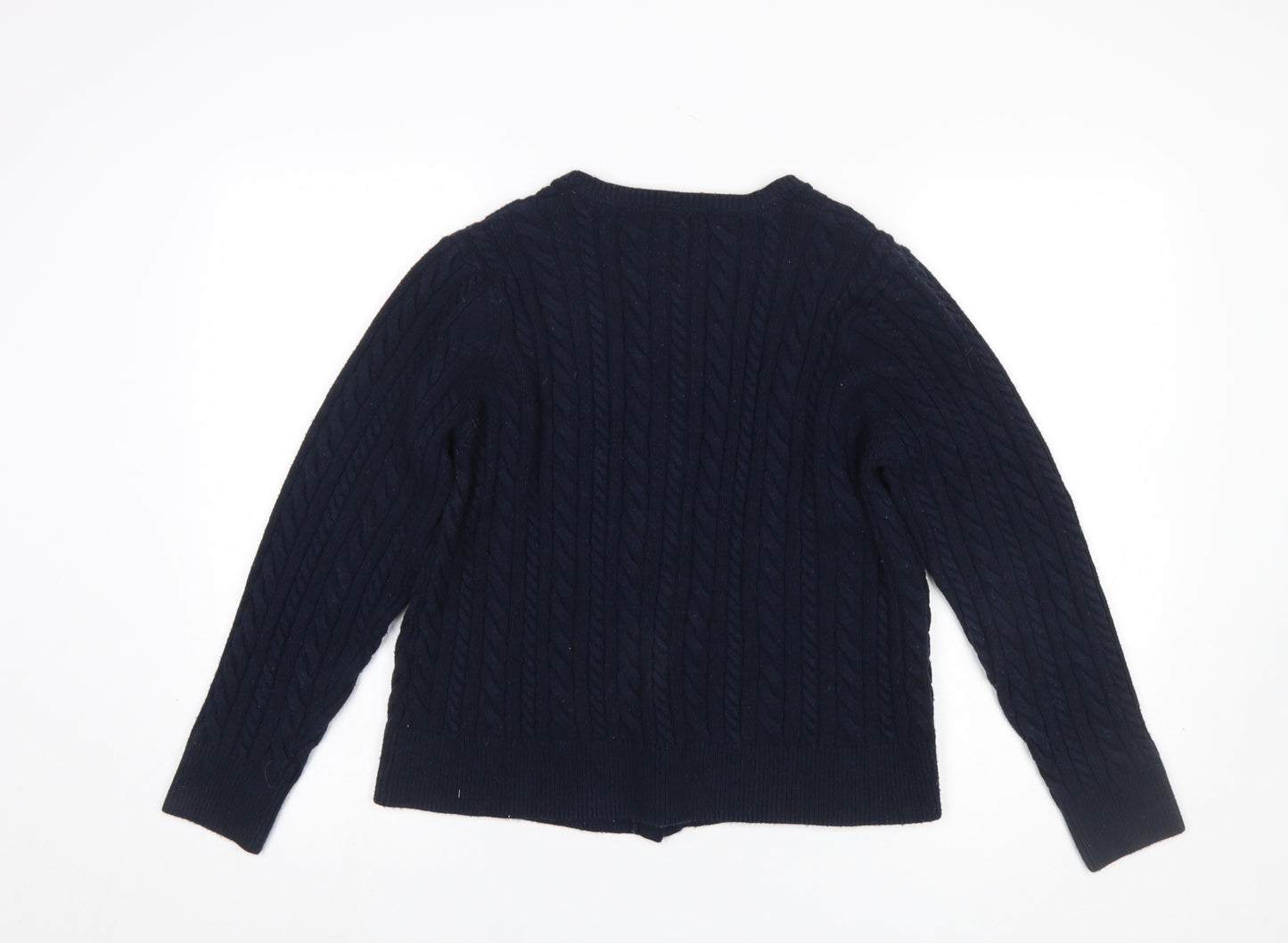 Cotton Traders Women Blue Cable-Knit Cardigan UK 20 Long Sleeve