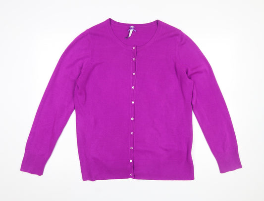 BHS Women’s Bright Purple Acrylic Crew Neck Cardigan Size 16